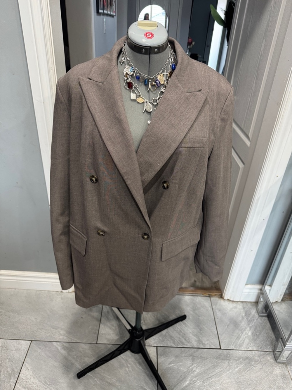 NWT H&M Women Double-Breasted Blazer - size L
